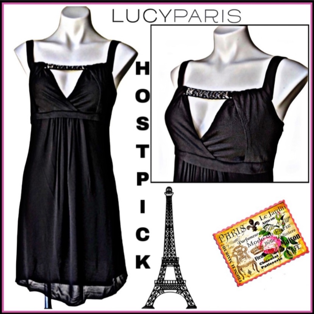 NWT LUCY PARIS BEAD EMBELLISHED LITTLE BLACK DRESS Sz SMALL